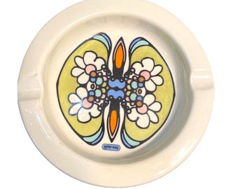 Vintage Peter Max Psychedelic Ceramic Ashtray Trinket Dish Vide