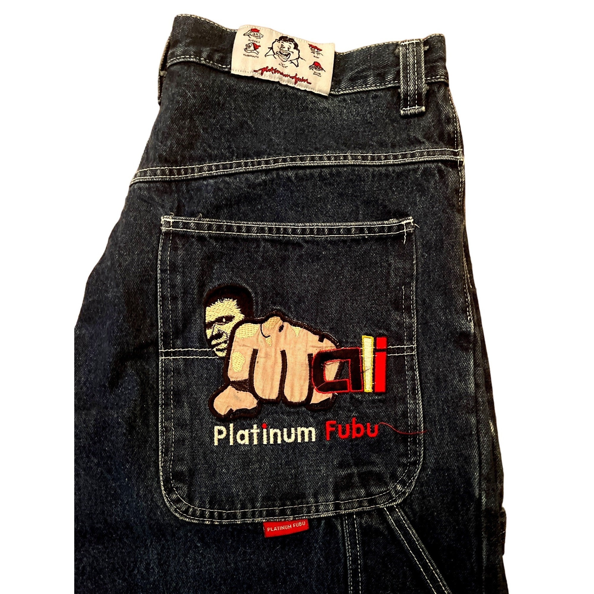 Platinum Fubu フブ ファットアルバート 刺繍 バギーデニム W34 プラチナムフブ アニメ ヒップホップ ファットアルバート | ヴィテージ