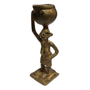 Vintage Ashanti miniature solid brass woman figurine Ghana Africa 3&quot;