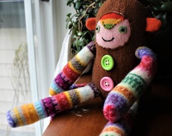 Manky - wool handmade stuffed toy from recycled sweater