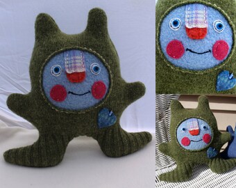 Greemby - wool handmade stuffed toy from recycled sweater