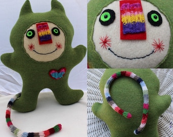 Shaloun - wool handmade stuffed toy from recycled sweater