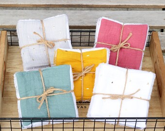 Washable makeup remover wipes bamboo cotton double gauze oeko tex soft for baby zero waste customizable color handmade
