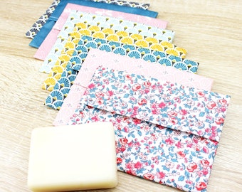 Solid shampoo soap pouch, waterproof travel soap pouch, Oeko-Tex, zero waste, customizable pattern, handmade
