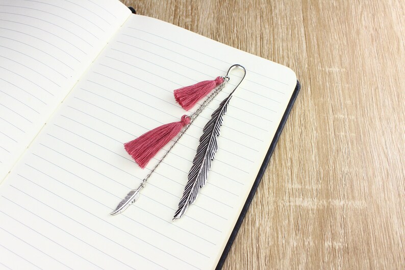 Customizable Jewelry Bookmark Feather and Pompoms Flower Horn Half Moon