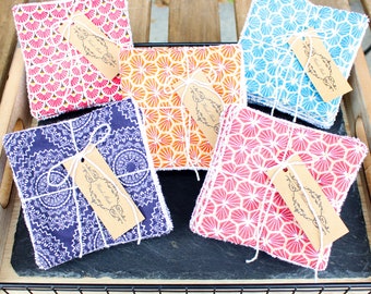 Lingettes démaquillantes lavables  bébé bambou coton oeko tex doux zéro déchet écologique motif personnalisable fait main