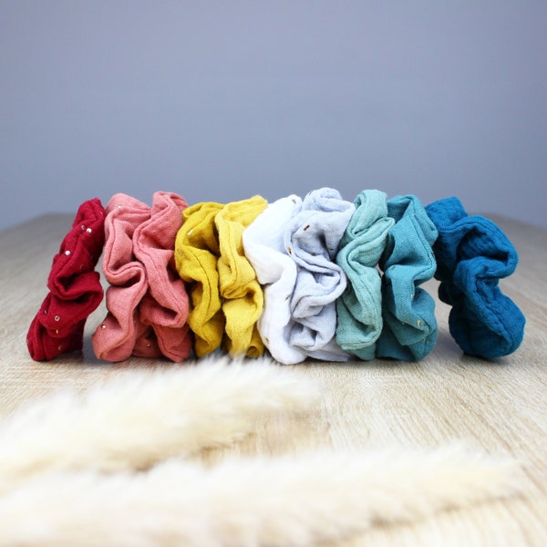 Chouchou cheveux gaze de coton couleur au choix scrunchies couleur personnalisable fait main