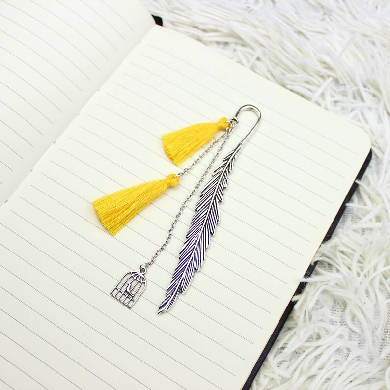 Customizable Jewelry Bookmark Feather and Pompoms Flower Horn Half Moon