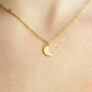 Colar minimalista de lua e estrela, corrente de ouro em aço inoxidável, pingente moderno feminino feito à mão