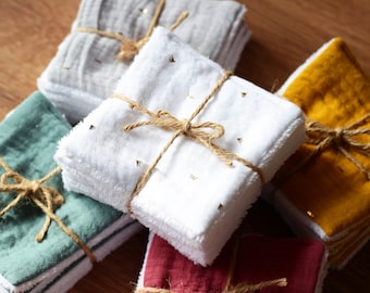 Washable makeup remover wipes bamboo cotton double gauze oeko tex soft for baby zero waste customizable color handmade