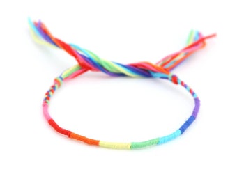 Bracelet brésilien arc en ciel d'amitié tressés homme femme enfant make a wish fait main