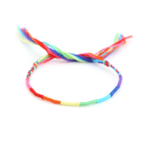 Bracelet brésilien arc en ciel d'amitié tressés homme femme enfant make a wish fait main