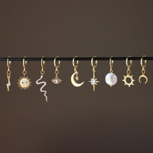 Mono earring mini creole gold minimalist ring zircons sleeper individually or in pairs customizable handmade