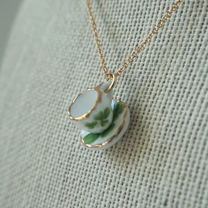 Irish tea cup necklace, tea cup necklace, Irish necklace, St. Patrick&#39;s day, clover necklace, tea lover, clover tea cup, Ireland, Irish gift