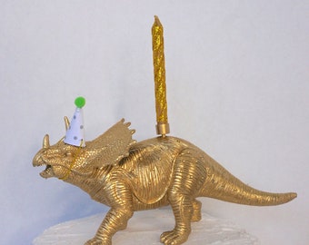Dinosaur cake topper, cake decoration, gold dinosaur, cake decoration, first birthday, dinosaur party, triceratops, birthday cake topper