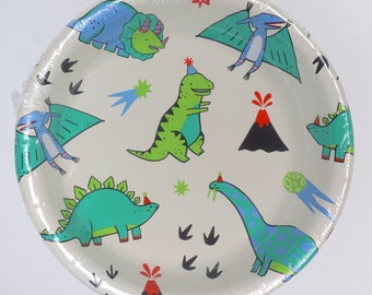 dinosaur party, dino party, dinosaur theme, t rex theme, dinosaur plates, dinner plates, kids birthday, boys birthday, rawr, 10 plates, dino