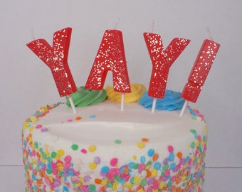 yay candle, cake candle, birthday cake, birthday party, party supplies, cake topper, birthday cake topper, yay, graduation, baby shower