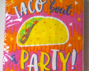 party napkins, taco bout a party, fun cocktail napkins, cocktail napkins, cute napkins, taco party, taco tuesday, taco bout, taco theme