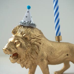 Lion cake topper, lion candle holder, cake decoration, gold lion, party supplies, first birthday, circus party, birthday cake topper image 2