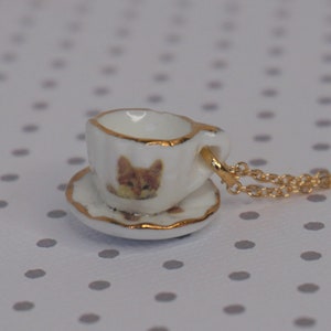 cat tea cup necklace, tea cup necklace, cat necklace, cat lover gift, tea lover, cat gift, cat tea necklace, cat christmas, cat tea cup