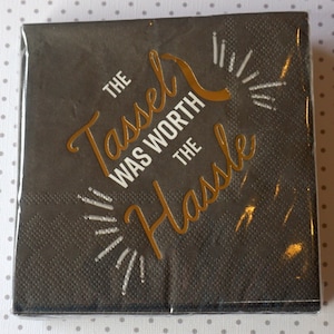 graduation party, graduation napkins, tassel, grad, party napkins, fun cocktail napkins, cocktail napkins, cute napkins, black napkins,