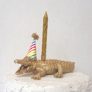 gator cake topper, alligator candle, cake decoration, birthday cake topper, cake decoration, first birthday, Florida party, crocodile, gator