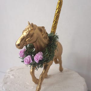 horse cake topper, horse candle, cake decoration, gold horse, birthday cake topper, first birthday, pony party, horse cake topper,