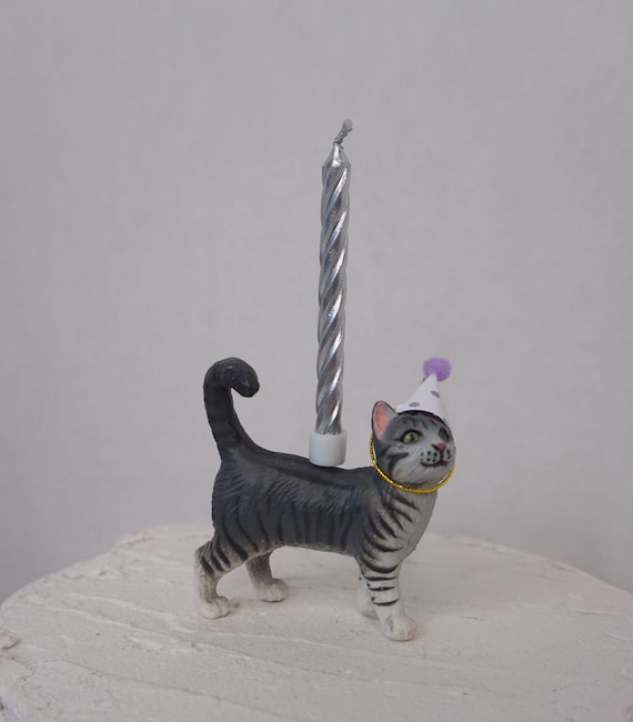 Cat Cake Topper Cat Candle Holder Kitty Party 1st Birthday Etsy