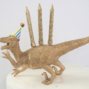 Dinosaur cake topper, cake decoration, gold dinosaur, cake decoration, third birthday, dinosaur party, t-rex, three rex, 3, boys birthday