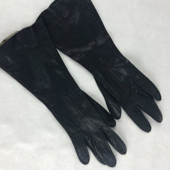 womens black leather gloves small
