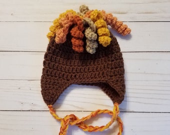 Thanksgiving Turkey Baby Hat, Crochet Fall Photo Prop