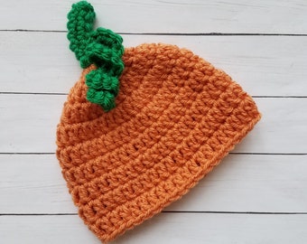 Pumpkin Hat, Baby Pumpkin Hat, Thanksgiving Hat, Baby Hat, Costume Hat, Halloween Hat, Autumn Hat, Baby Photo Prop Hat, Crochet Pumpkin Hat