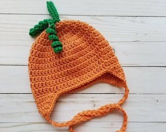 Pumpkin Hat, Baby Pumpkin Hat, Thanksgiving Hat, Baby Hat, Costume Hat, Halloween Hat, Autumn Hat, Baby Photo Prop Hat, Crochet Pumpkin Hat