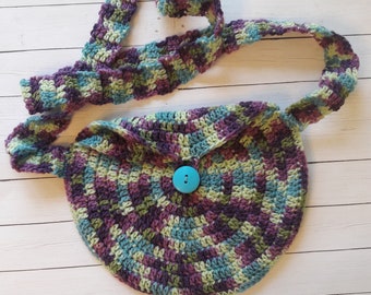 Crochet Bag, Round Festival Bag, Hippie Bag, Travel Purse, Boho Bag, Crochet Purse, Hipster Bag, Round Purse, Crossbody Festival Pouch