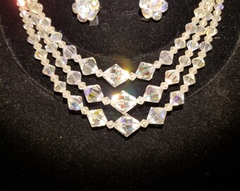 Jewelry set 1950's Aurora Borealis beads