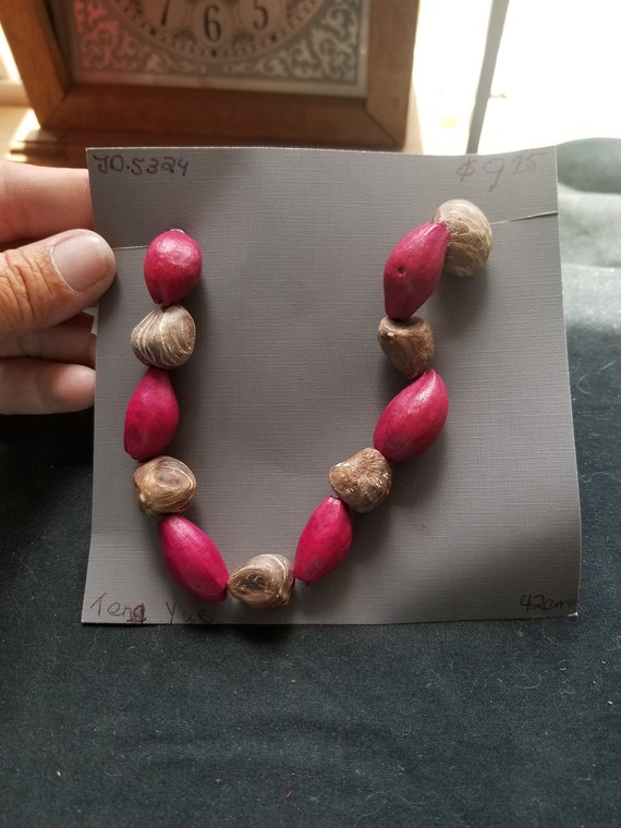 Necklace- Teng Yu dark pink & brown beads