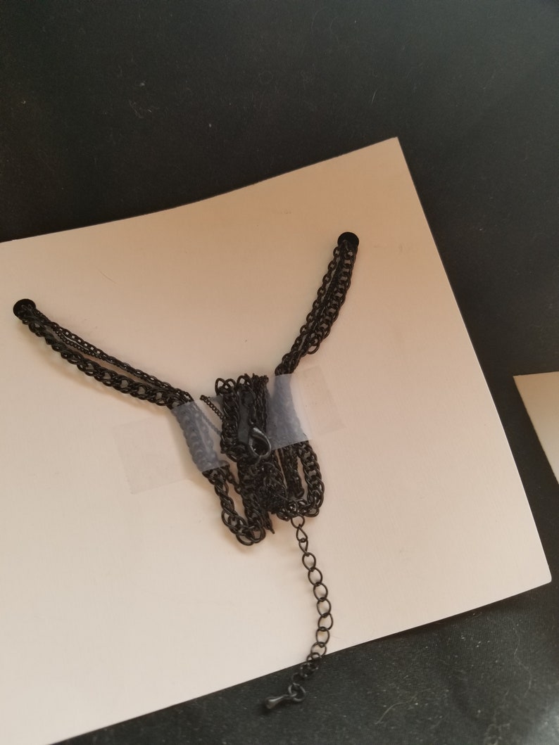 Black double chain with large dangle rhinestones Necklace