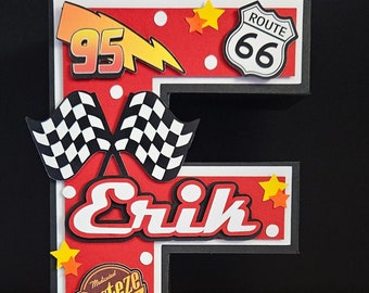 Cars themed 3D paper letter