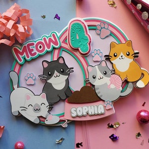 Kitten Birthday Cupcake Toppers Kitty Cat Birthday Favor Tags Girl Pin -  Design My Party Studio