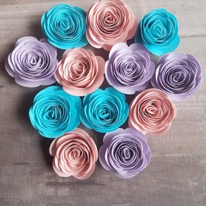 2 Dutzend Einhorn Thema gerollte Papierblumen!