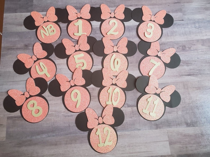 Minnie Mouse monthly baby cards baby shower gifts Disney baby