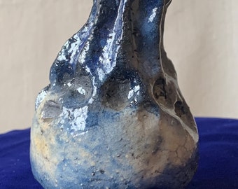 Handmade raku fired vase