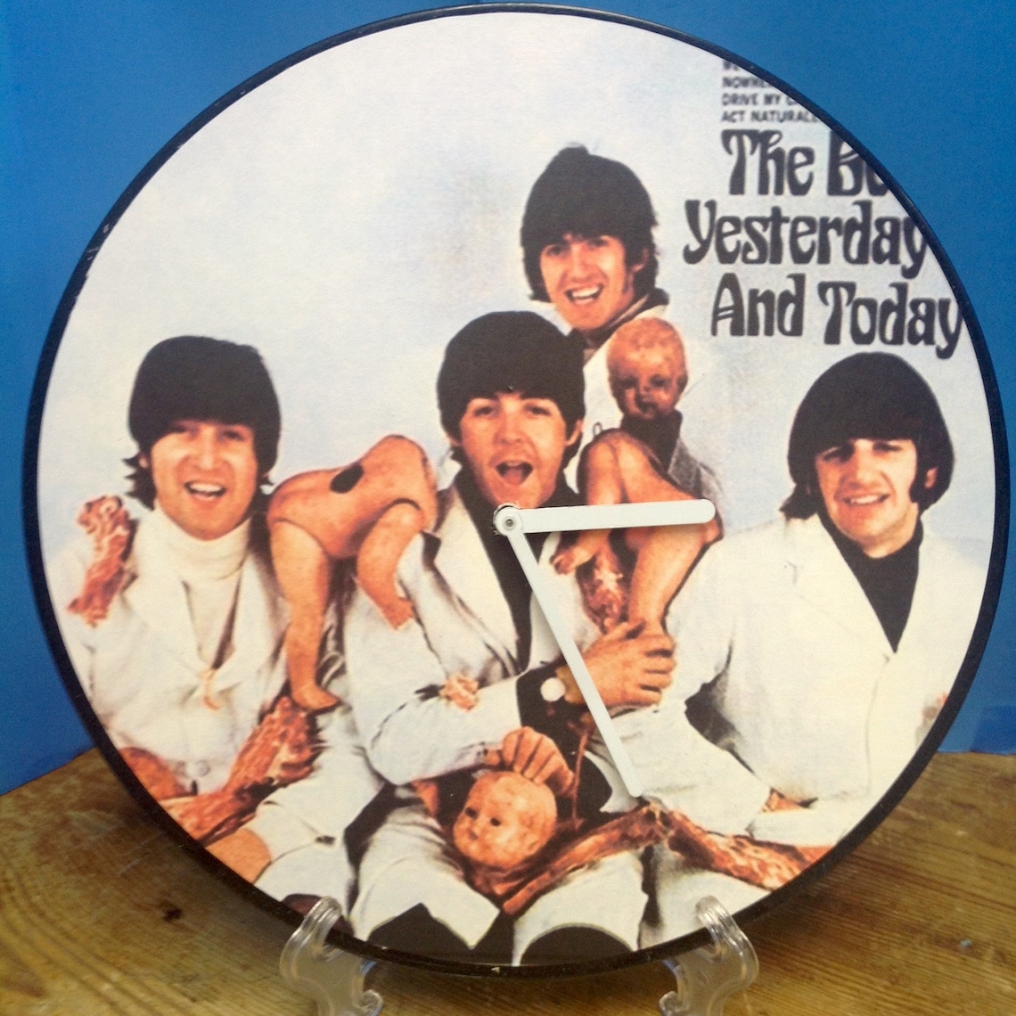 The Beatles Butcher Block Repop front Cover Album Rock Clock Etsy
