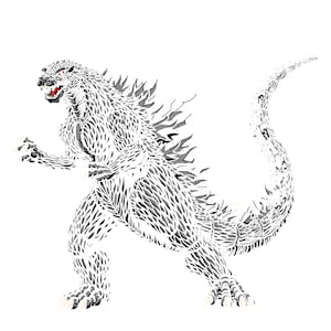 Godzilla drawing for coloring 28x27 inch 12 pages PDF Great for your Monster lover!