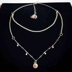 Gold Evil Eye Charmed Layered Necklace