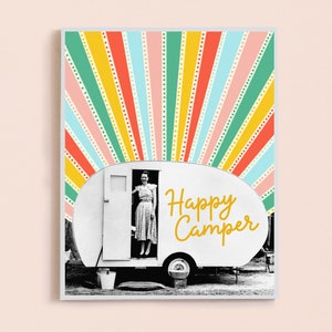 Retro Happy Camper Print: Groovy 70s Western Art
