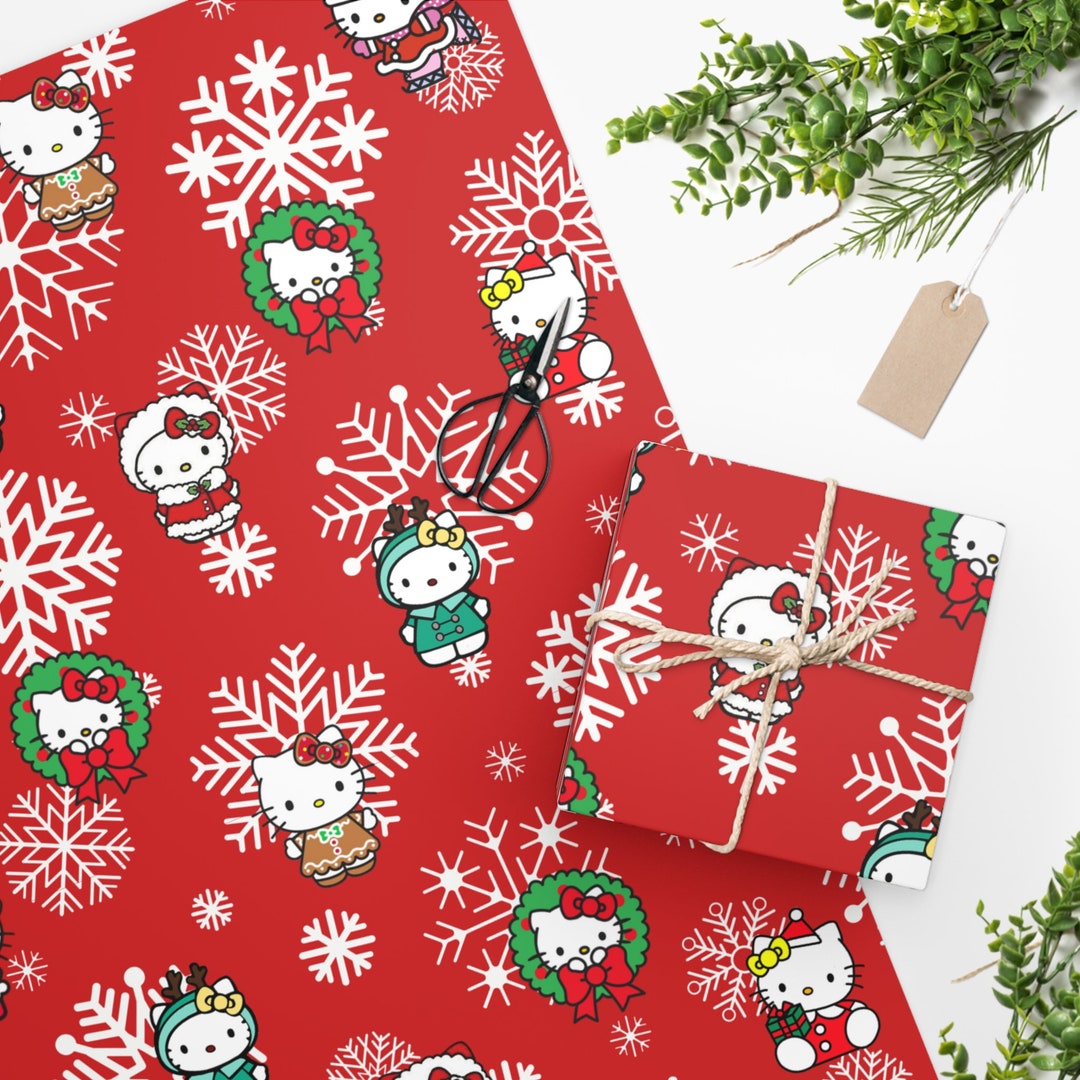 Hello Kitty Wrapping Paper Holiday Gift Wrap Christmas Etsy