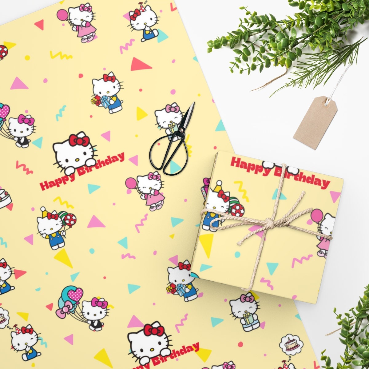 Hello Kitty Wrapping Paper, Birthday Gift Wrap, Gifts, Sanrio, Kawaii