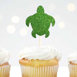 Sea Turtle Cupcake Topper, Sea Turtle Theme, Turtle Cupcake Toppers, Green Turtle Party Decor, Ocean Theme Party, Sea Turtle Toppers