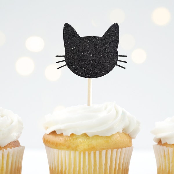 Cat Cupcake Toppers, Black Cat Cupcakes, Cat Theme Party, Cat Birthday, Cat Head Cupcake Toppers